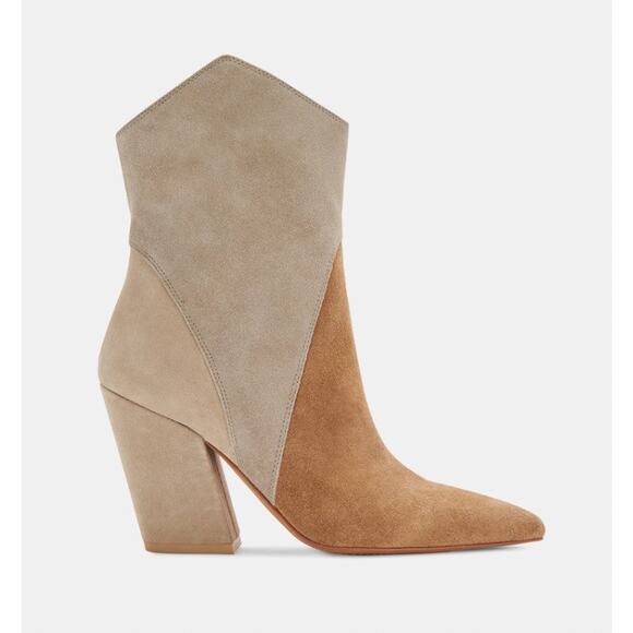 Dolce Vita Nestly Western Boots - 6.5 Taupe Multi Suede - Picture 1 of 6